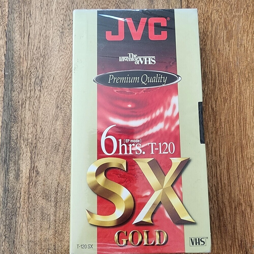 Vintage JVC SX Gold T-120 Blank VHS Tape 6 Hrs EP Premium Quality New Sealed